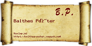 Balthes Péter névjegykártya